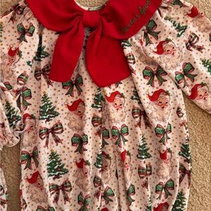 9M Girls Santa and Bow Bubble EUC